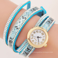 2015 New Fashion Hot Colorful women watches Weave Rivet Leather bracelet wrap watch